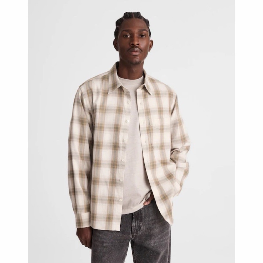 NWT! Madewell - Button-Up Shirt in Cotton Blend - Ombre Fade Plaid - Size XL